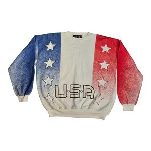 Vintage 90's USA All over Print Sweatshirt Stars Patriotic Size Adult M/L Colore